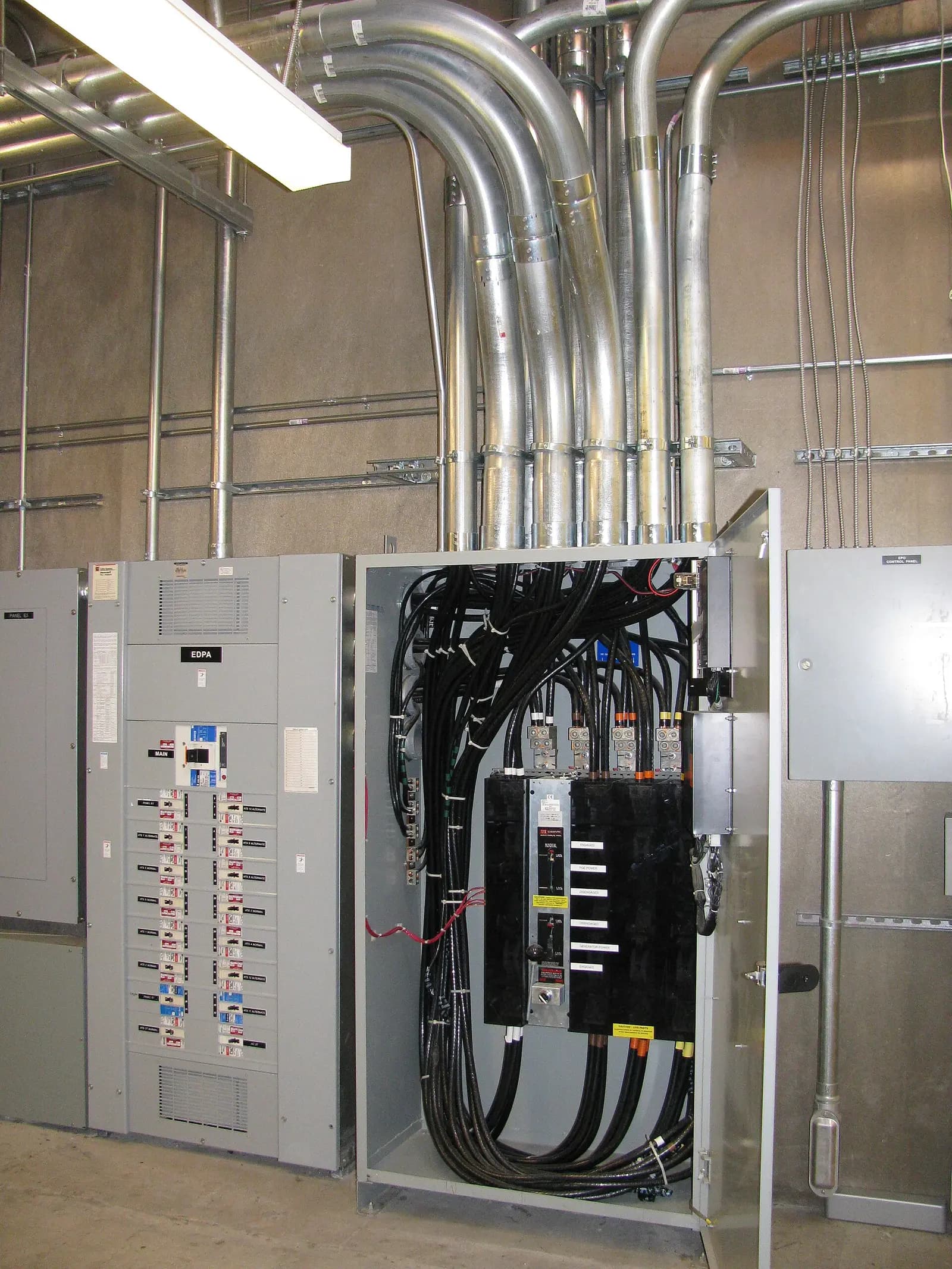 Automatic transfer switch installed in a plant room