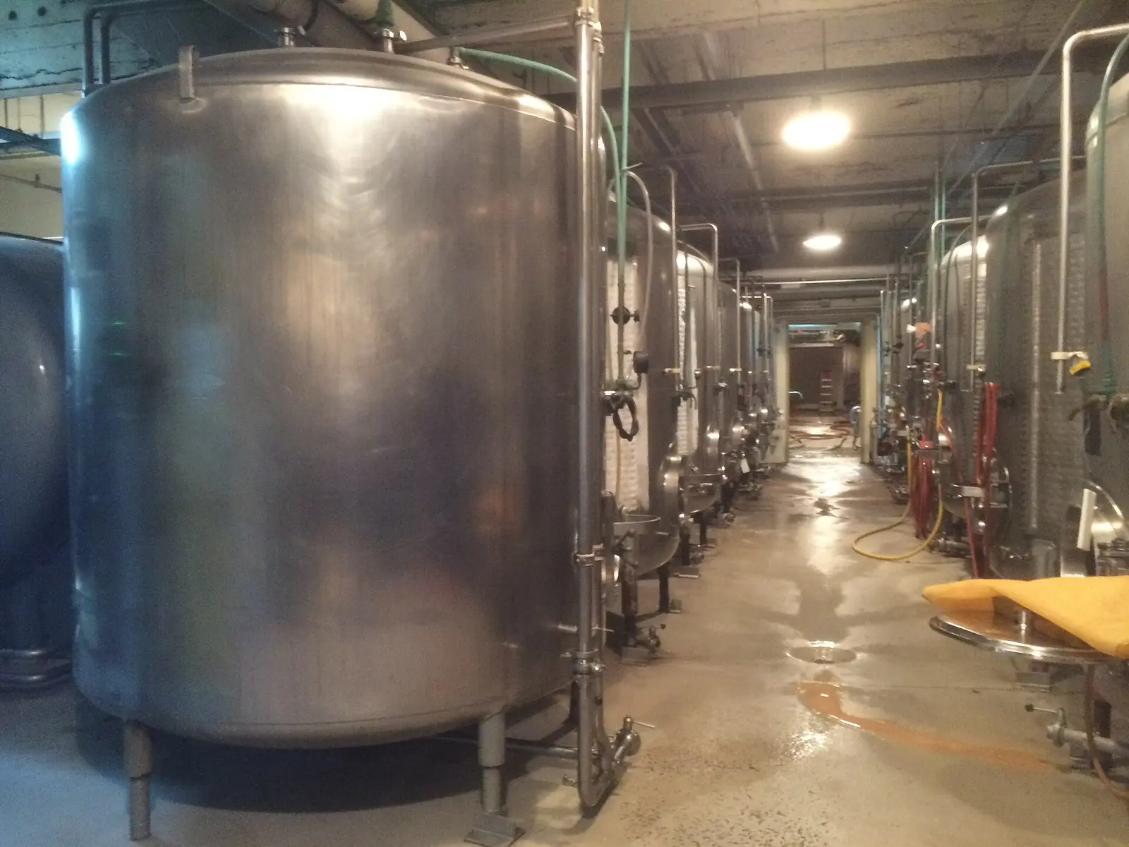 Beer conditioning (bright) tanks in a brewery
