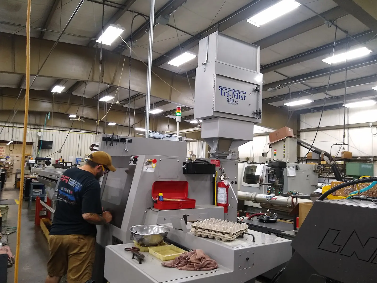 CNC lathe in a machine shop